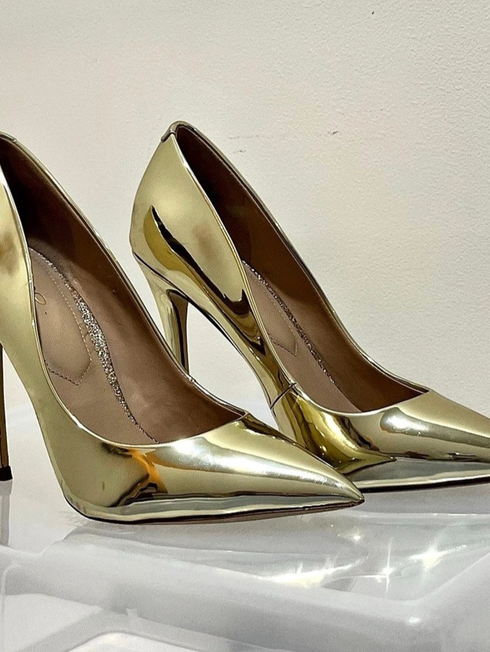 ALDO Stessy Pump Metallic Gold Pointed-Toe Heels in Gold